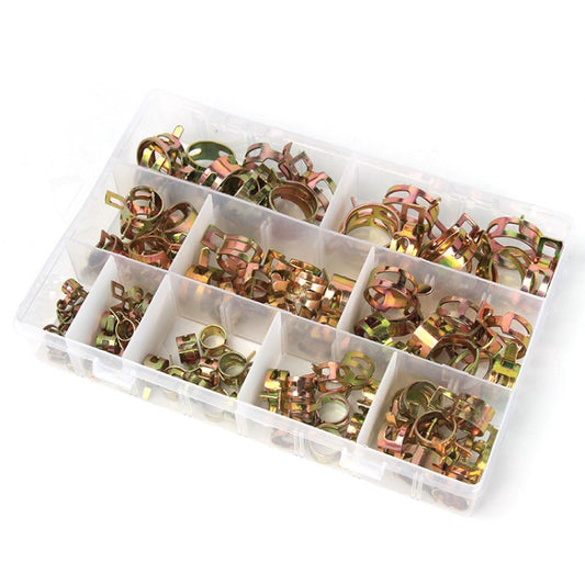 100Pcs 10 Sizes Spring Hose Clamp Assortment Set Fuel Hose Air Tube Clip Fastener Assortment Kit - 100pcs (6 - 17mm)