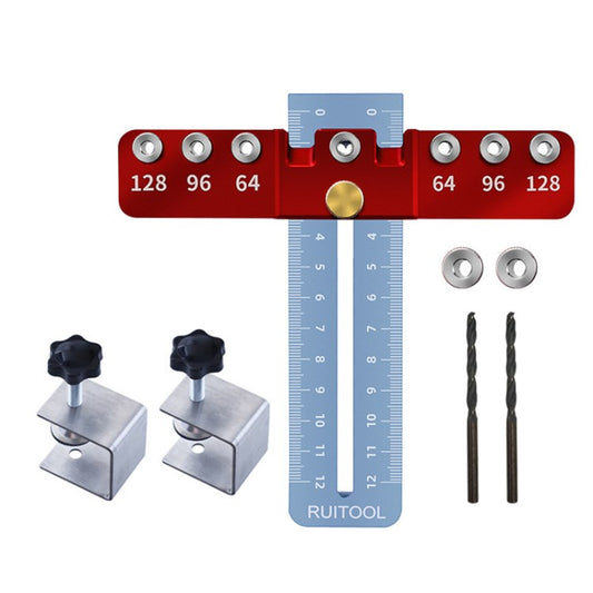 Aluminum Alloy Straight Hole Drilling Positioner Wood Dowel Drill Guide Kit Woodworking Tools - Style C