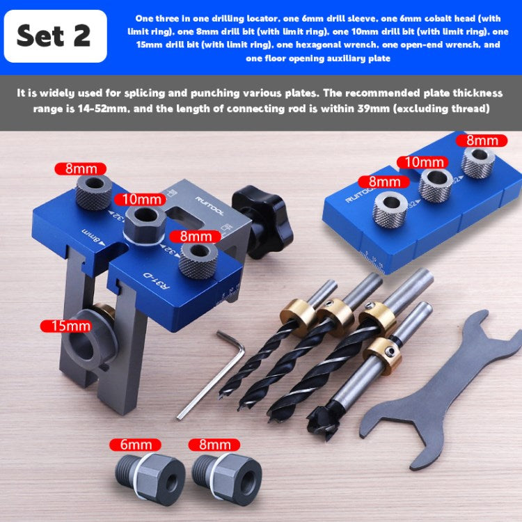 3 in 1 Dowel Jig Kit Adjustable Pocket Hole Drill Guide Bushings Set Woodworking Joints Tools -  Style B