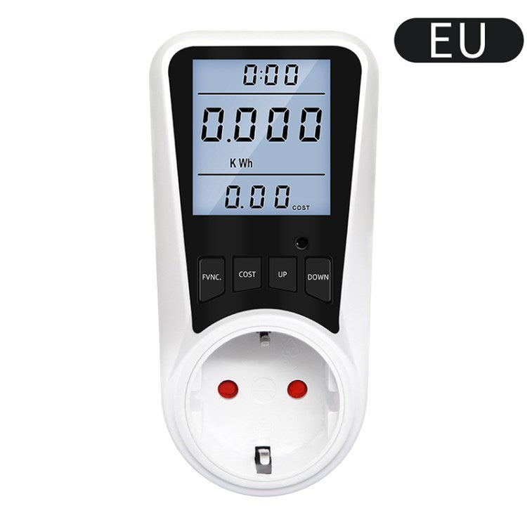 Digital Wattmeter Power Energy Consumption Meter Multifunction LCD Display Voltage Current Electric Meter with Backlit - EU Plug / AC220-240V