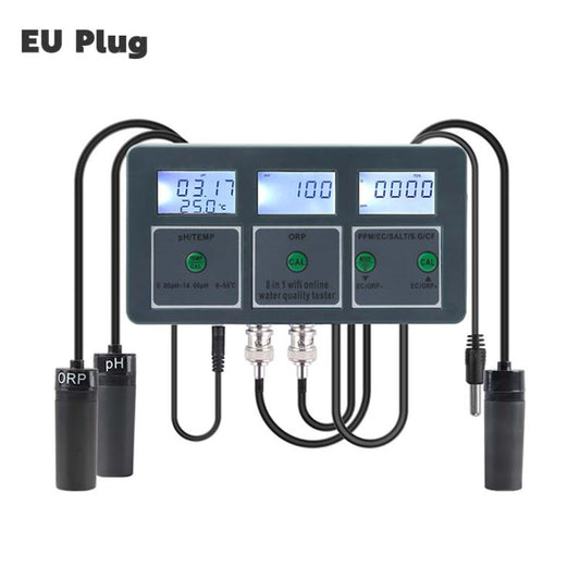 PH-W218 8-in-1 PH EC SALT ORP TDS S.G TEMP CF Monitor WiFi Water Quality Tester - EU Plug