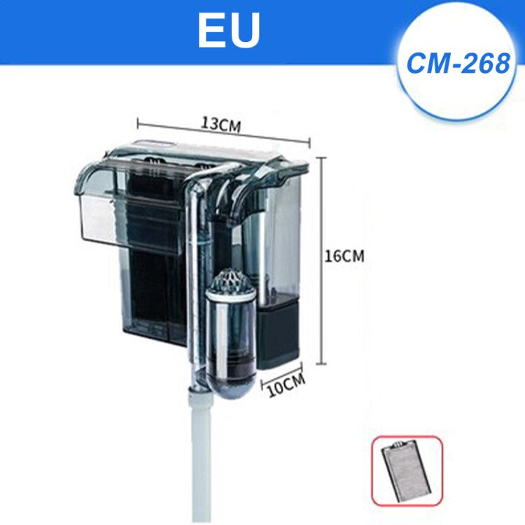 Fish Tank Filter Hang-On Silent Waterfall Aquarium Filter for Freshwater and Saltwater - CM - 268 / EU Plug