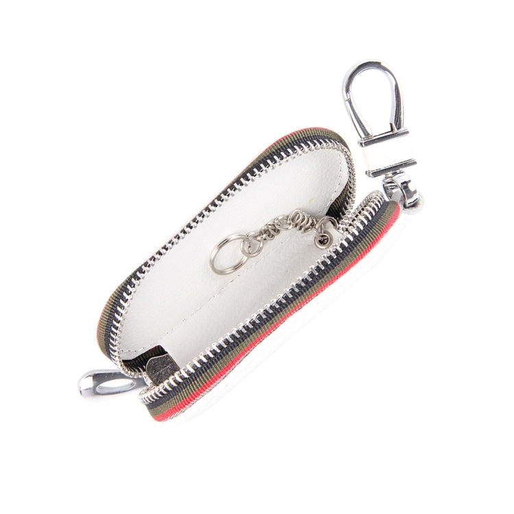 Universal Leather Crocodile Texture Waist Hanging Zipper Wallets Key Holder Bag (No Include Key)(White)