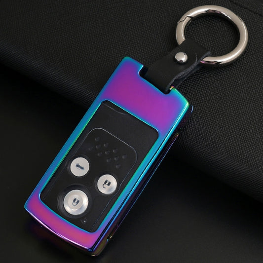 C Style Car Auto Buckle Key Shell Colorful Ring Zinc Alloy Car Chain Shell Car Key Shell Case for Honda, Random Color Delivery