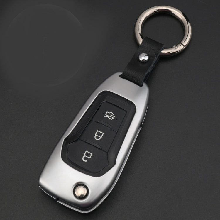 C Style Car Buckle Key Shell Zinc Alloy Car Chain Shell Car Key Shell Case Key Ring for Ford, Random Color Delivery