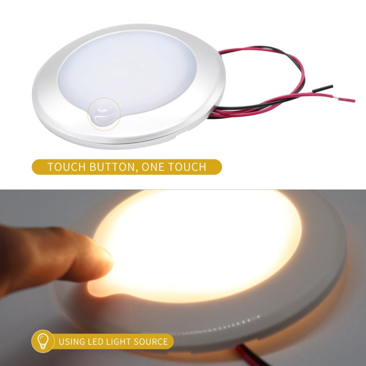 DC 9-30V 2.4W 3000-3300K IP67 Marine RV Dimmable 95mm LED Dome Light Ceiling Lamp, with Touch Control