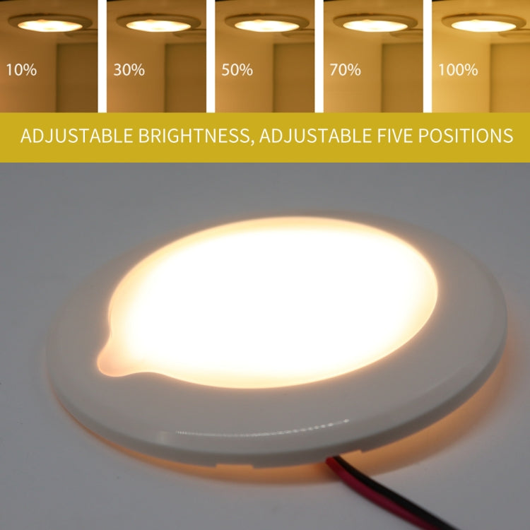DC 9-30V 2.4W 3000-3300K IP67 Marine RV Dimmable 95mm LED Dome Light Ceiling Lamp, with Touch Control