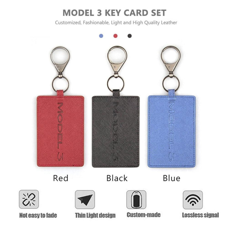 Portable Car Key Card Cover Case for Tesla Model 3(Blue)