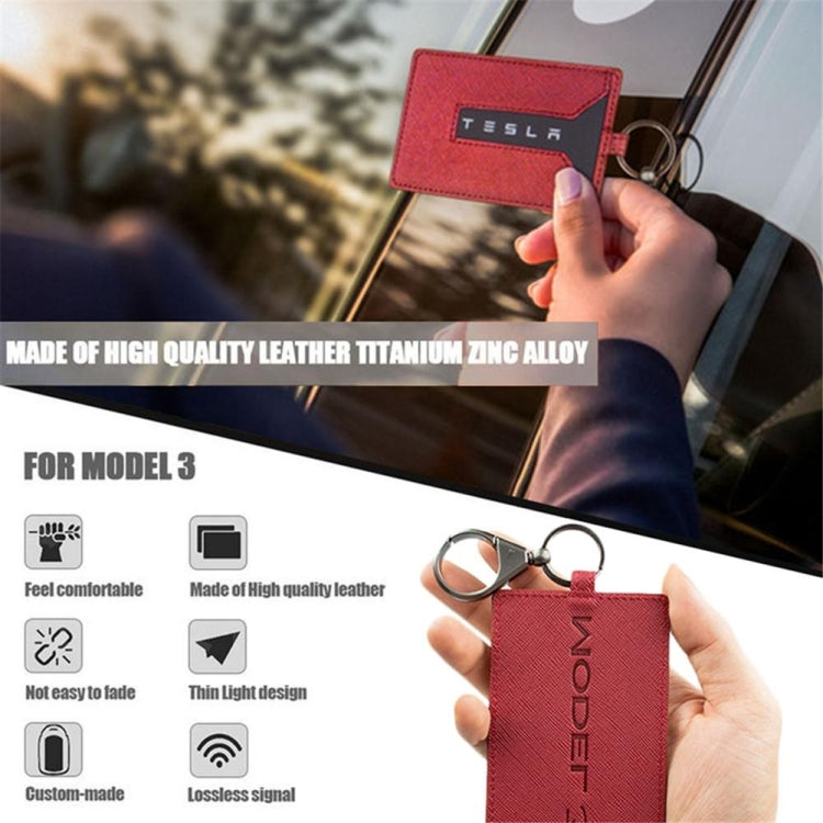 Portable Car Key Card Cover Case for Tesla Model 3(Blue)