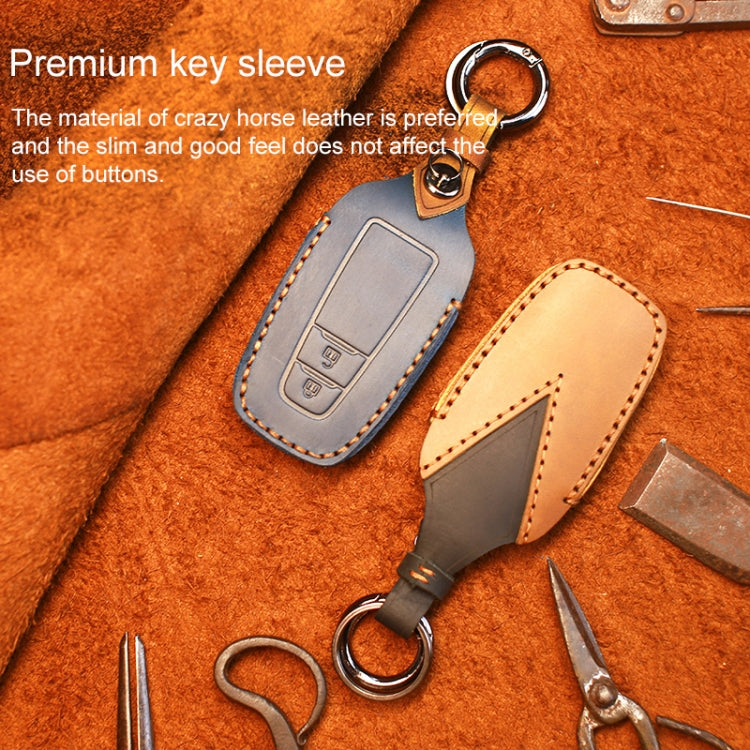 For Toyota Car Cowhide Leather Key Protective Cover Key Case, Two Keys Version (Brown)
