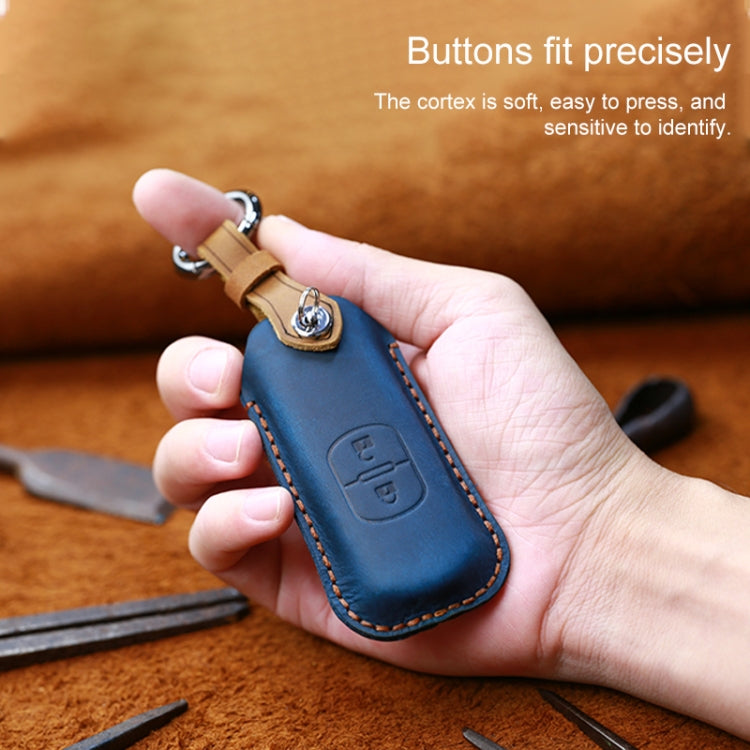 For Mazda Old Style Hallmo Car Cowhide Leather Key Protective Cover Key Case, Two Keys Version(Brown)