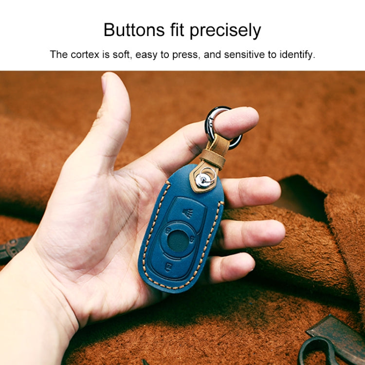 For Buick Car Cowhide Leather Key Protective Cover Key Case, Four Keys Version (Blue)