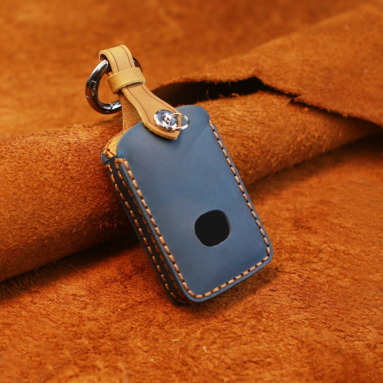 For Mazda New Style Car Cowhide Leather Key Protective Cover Key Case (Blue)