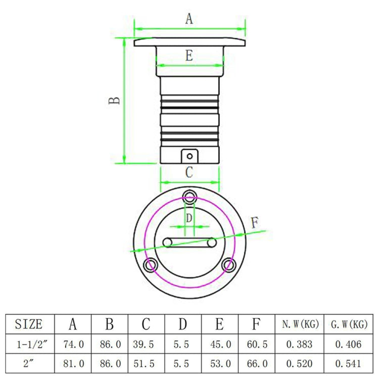 2 inch Stainless Steel Yacht Universal Fuel Filler