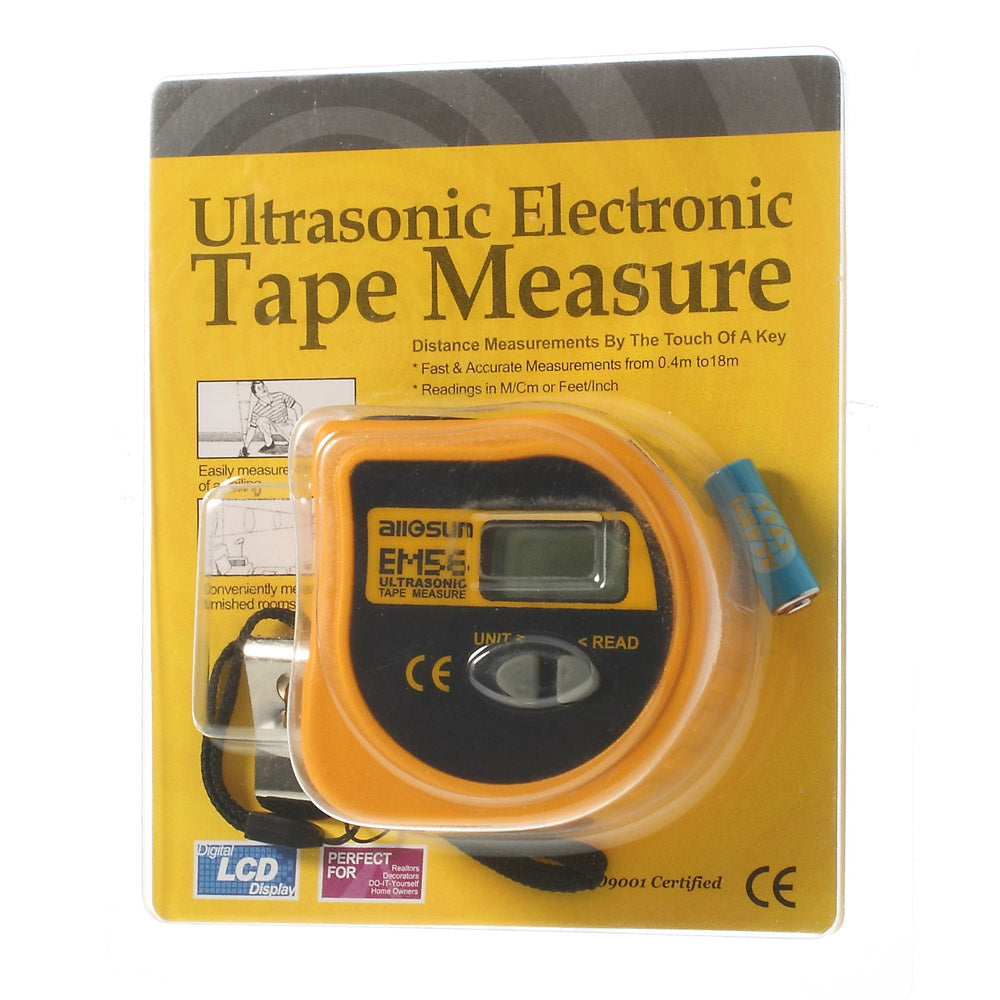 LCD Display Ultrasonic Electronic Tape Measure Tapeline, Distance Range 0.4 - 18M