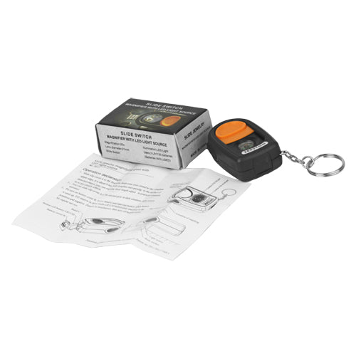 Mini Pocket Slide Switch 20X 21mm Magnifier Loupe with LED Light and Compass