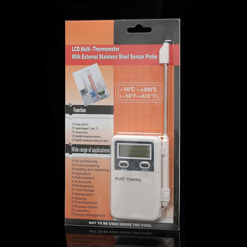 Portable PT-2 Digital 1.7inch LCD Multi Thermometer w/ Stainless Steel Sensor Probe
