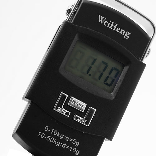 50kg/10g Portable Shopping Fishing Luggage Electronic Hanging Scale with Thermometer