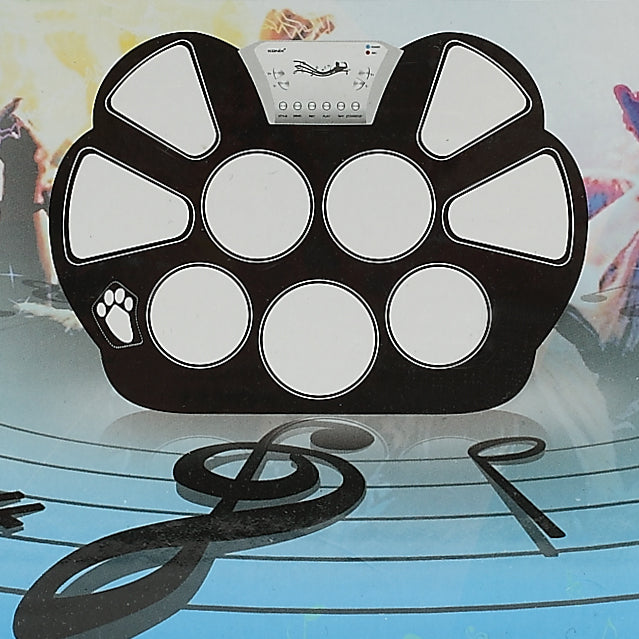 Silicone Roll-Up Electronic USB Drum Kit Percussion Musical Instrument Black &amp; White