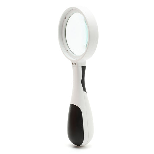 Handheld 65mm 4X Green Glass Lens Magnifier with 2 LED Lights