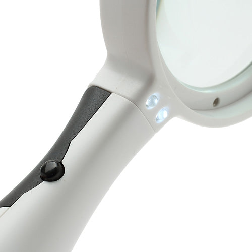 Handheld 65mm 4X Green Glass Lens Magnifier with 2 LED Lights