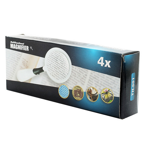 Handheld 65mm 4X Green Glass Lens Magnifier with 2 LED Lights