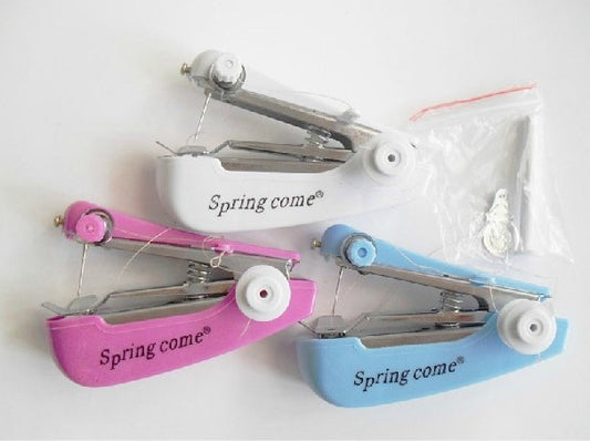 Mini Hand-held Manual Home Sewing Machine;White