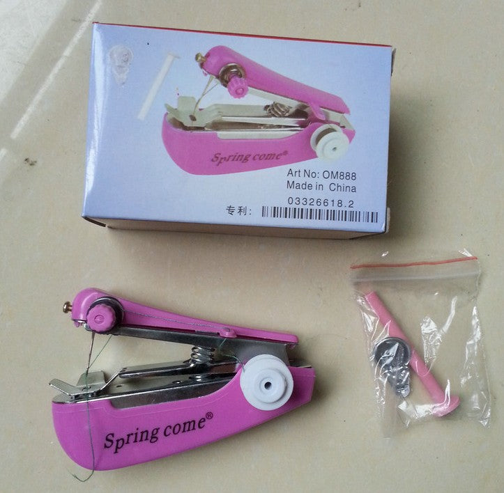 Mini Hand-held Manual Home Sewing Machine;Blue