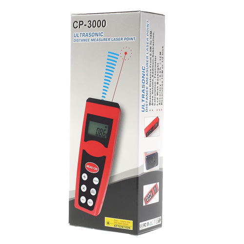 CP3000 Ultrasonic Distance Measurer with Laser Pointer, Range: 2-60 Feet