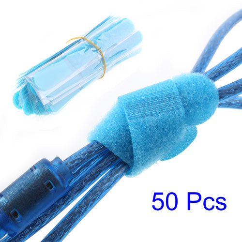 Blue 50pcs/lot Nylon Cable Ties  Magic Tape Strap for Wire Cord Binding Management Organizer 18cm x 2cm (LxW)