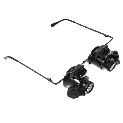 20X Binoculus Magnifier Eyewear Style Watch Repair Loupe with LED Light 9892A-II