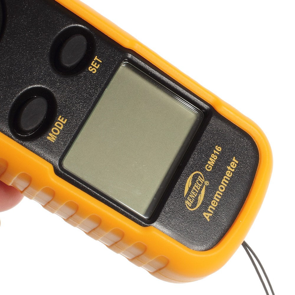 Uniqkart GM816 LCD Wind Speed Temperature Gauge Anemometer w/ Strap