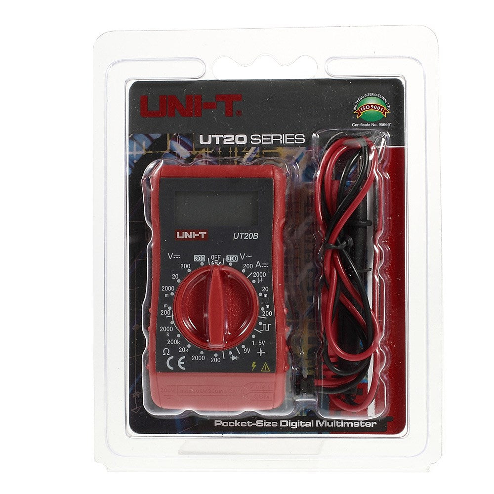 UNI-T UT20B Pocket Size LCD Digital Multimeter AC DC Voltage Tester w/ Test Lead