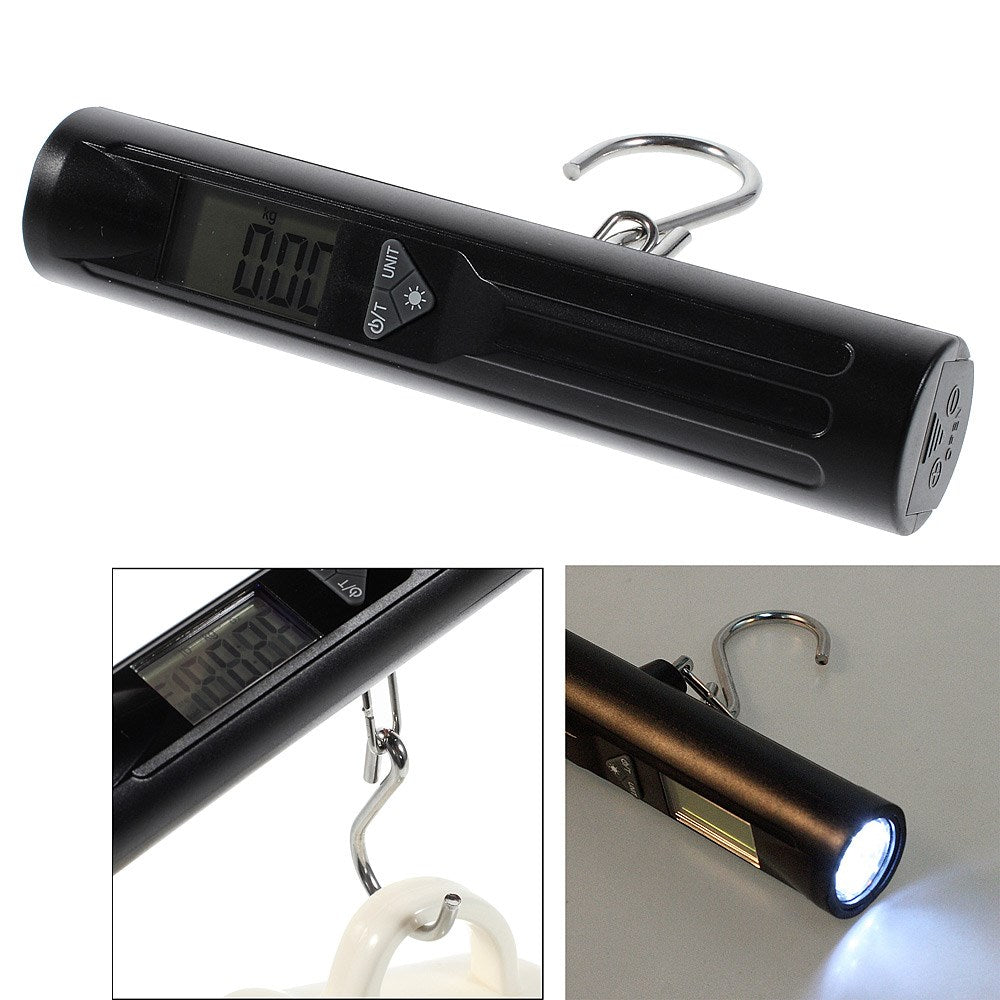 LCD Digital Electronic Hanging Luggage Scale w/ Flashlight Max 40Kg / 88 lbs