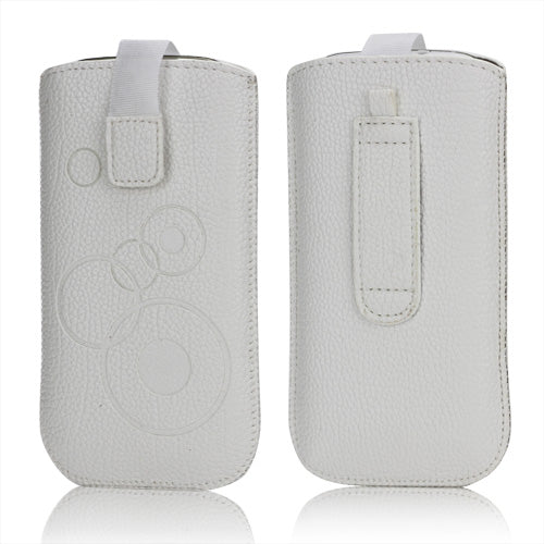 Circles Leahter Pouch Case with Pull Tab for Samsung Galaxy S3 III i9300 S4 i9500 i9250 For LG E960 - White