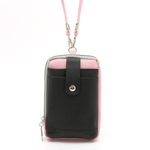 Zipper Around Three Slots Wallet Phone Pouch Bag for Samsung Galaxy S4 i9500 S III I9300 Mega 5.8 I9150 iPhone SE 5s 5 5c- Black