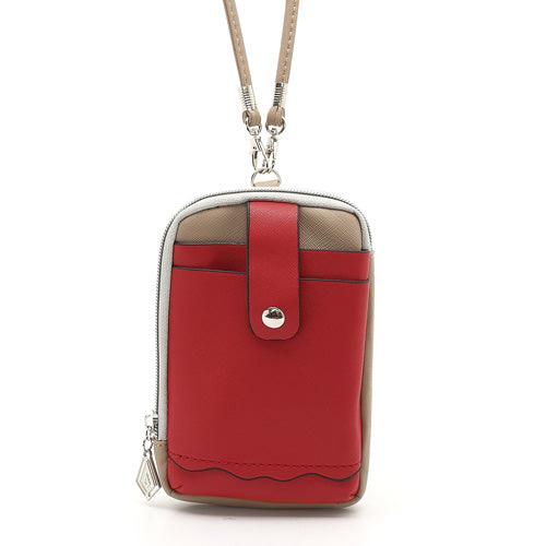 Zipper Around Three Slots Wallet Phone Pouch Bag for Samsung Galaxy S4 i9500 S III I9300 Mega 5.8 I9150  iPhone SE 5s 5 5c- Red