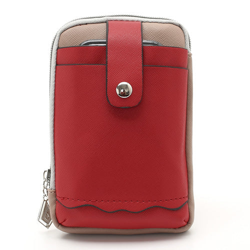 Zipper Around Three Slots Wallet Phone Pouch Bag for Samsung Galaxy S4 i9500 S III I9300 Mega 5.8 I9150  iPhone SE 5s 5 5c- Red