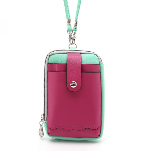 Zipper Around Three Slots Wallet Phone Pouch Bag for Samsung Galaxy S4 i9500 S III I9300 Mega 5.8 I9150 iPhone SE 5s 5 5c- Rose