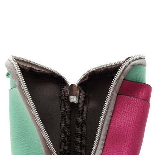 Zipper Around Three Slots Wallet Phone Pouch Bag for Samsung Galaxy S4 i9500 S III I9300 Mega 5.8 I9150 iPhone SE 5s 5 5c- Rose