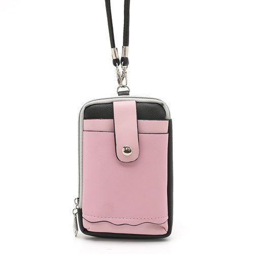 Zipper Around Three Slots Wallet Phone Pouch Bag for Samsung Galaxy S4 i9500 S III I9300 Mega 5.8 I9150 iPhone SE 5s 5 5c - Pink