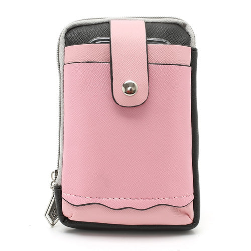 Zipper Around Three Slots Wallet Phone Pouch Bag for Samsung Galaxy S4 i9500 S III I9300 Mega 5.8 I9150 iPhone SE 5s 5 5c - Pink