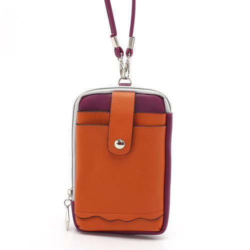 Zipper Around Three Slots Wallet Phone Pouch Bag for Samsung Galaxy S4 i9500 S III I9300 Mega 5.8 I9150 iPhone SE 5s 5 5c-Orange