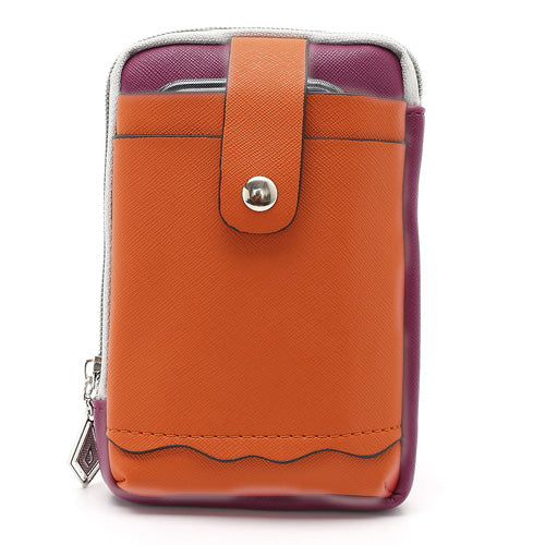 Zipper Around Three Slots Wallet Phone Pouch Bag for Samsung Galaxy S4 i9500 S III I9300 Mega 5.8 I9150 iPhone SE 5s 5 5c-Orange