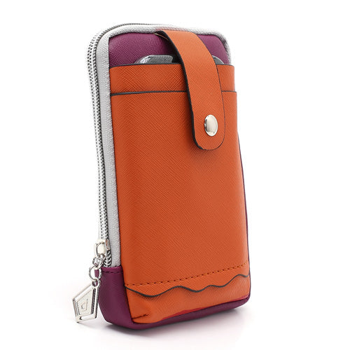 Zipper Around Three Slots Wallet Phone Pouch Bag for Samsung Galaxy S4 i9500 S III I9300 Mega 5.8 I9150 iPhone SE 5s 5 5c-Orange