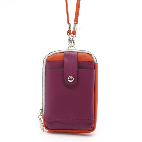 Zipper Around Three Slots Wallet Phone Pouch Bag for Samsung Galaxy S4 i9500 S III I9300 Mega 5.8 I9150 iPhone SE 5s 5 5c - Purple