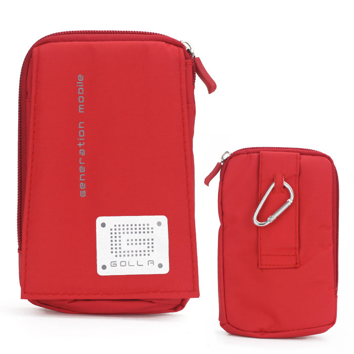 Golla Pouch Bag with Carabiner for Samsung Galaxy Note II N7100 / N7000 / I717 etc - Red