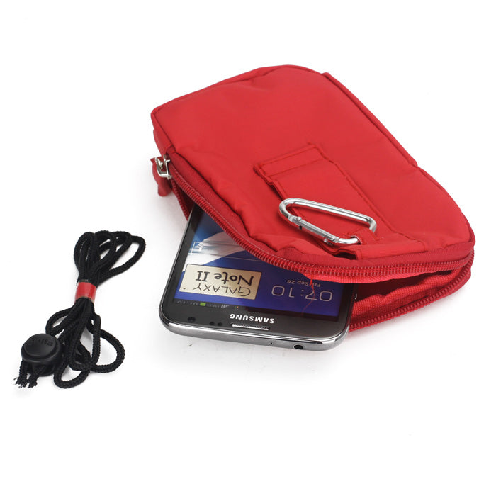 Golla Pouch Bag with Carabiner for Samsung Galaxy Note II N7100 / N7000 / I717 etc - Red