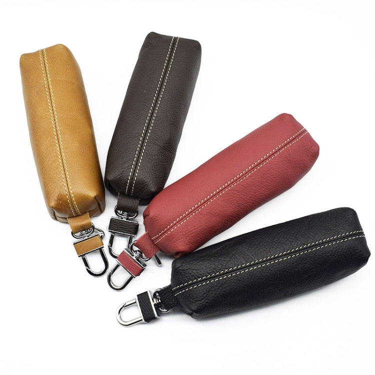 Car Keys Holder Genuine Leather Coin Purse for Men Key Wallets(Yellow)