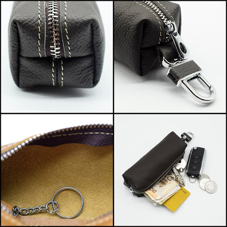 Car Keys Holder Genuine Leather Coin Purse for Men Key Wallets(Yellow)